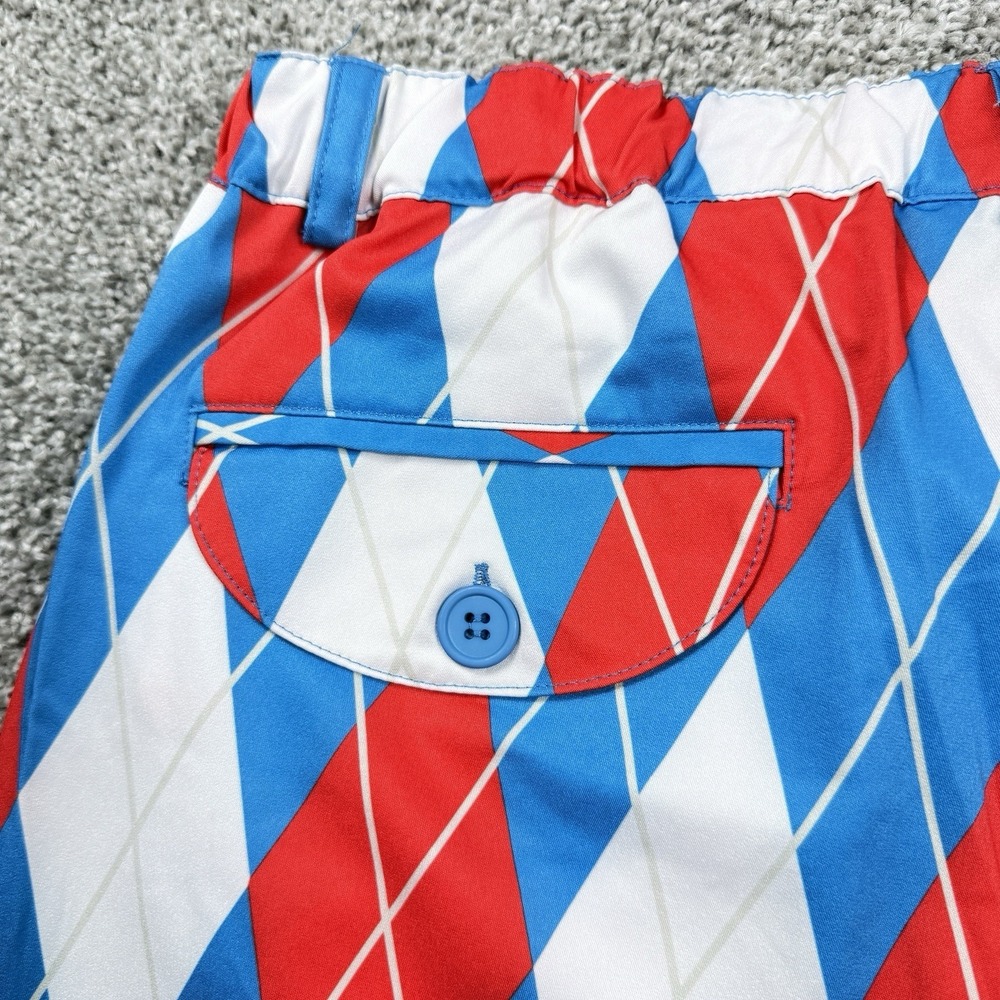 Tipsy Elves Men's American Argyle Golf Pants Red White Blue Patriotic Size L NWT - Picture 11 of 14